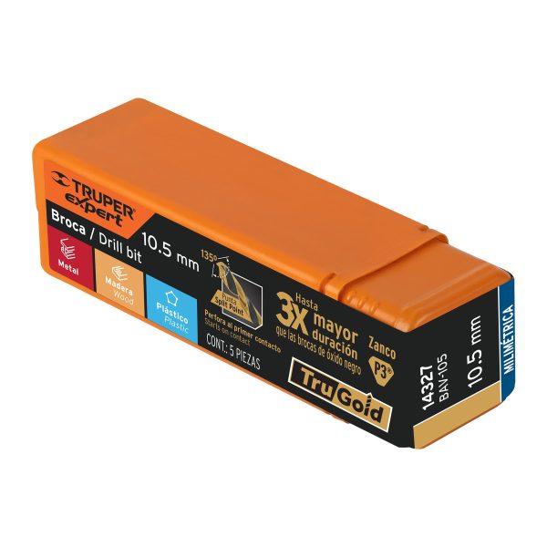 BAV-105E1.jpg 14327 - Broca HSS 10.5 mm Trugold para metal, Truper Expert