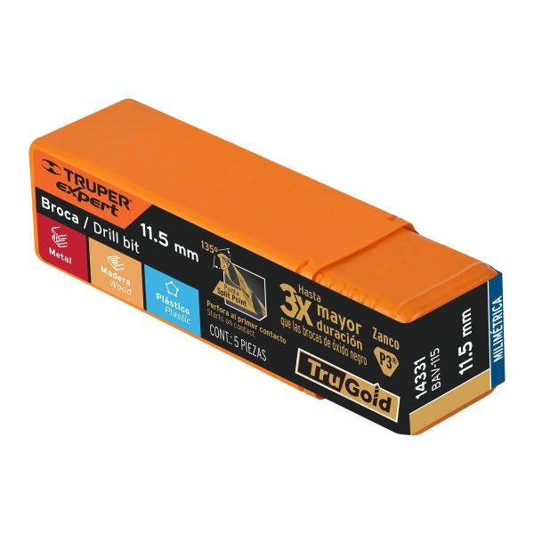 14331 - Broca HSS 11.5 mm Trugold para metal, Truper Expert
