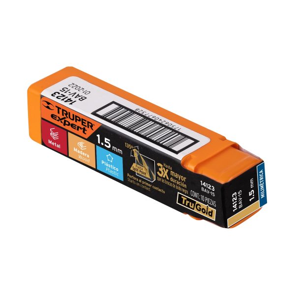 14123 - Broca HSS 1.5 mm Trugold para metal, Truper Expert