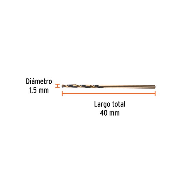 14123 - Broca HSS 1.5 mm Trugold para metal, Truper Expert