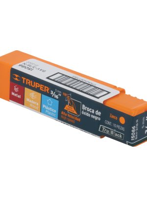 15086 - Broca HSS 3/16' Trublack para metal, Truper