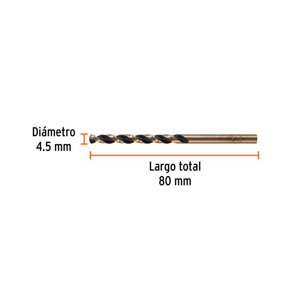 14133 - Broca HSS 4.5 mm Trugold para metal, Truper Expert