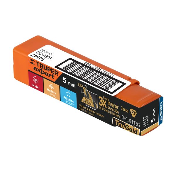 14147 - Broca HSS 5.0 mm Trugold para metal, Truper Expert