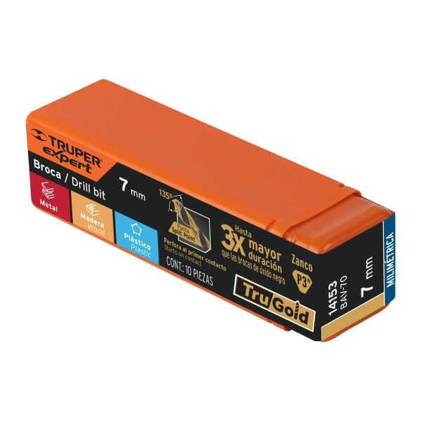 14153 - Broca HSS 7.0 mm Trugold para metal, Truper Expert