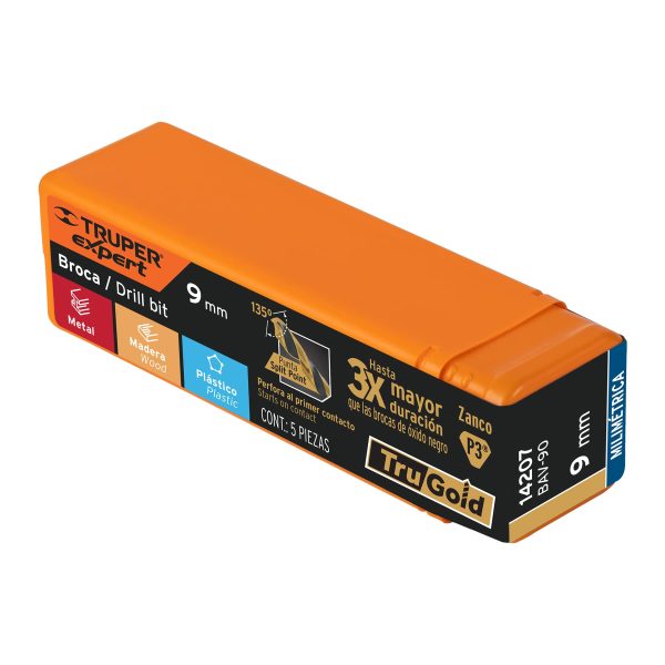 14207 - Broca HSS 9.0 mm Trugold para metal, Truper Expert