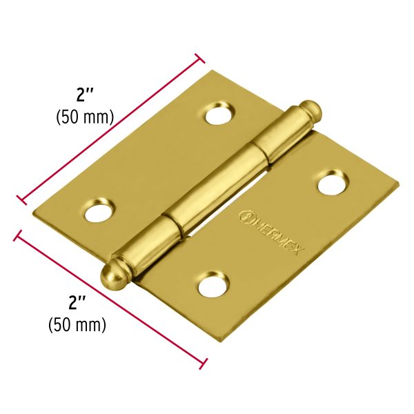 43230 - Bisagra cuadrada 2', latonado, cabeza redonda, HERMEX
