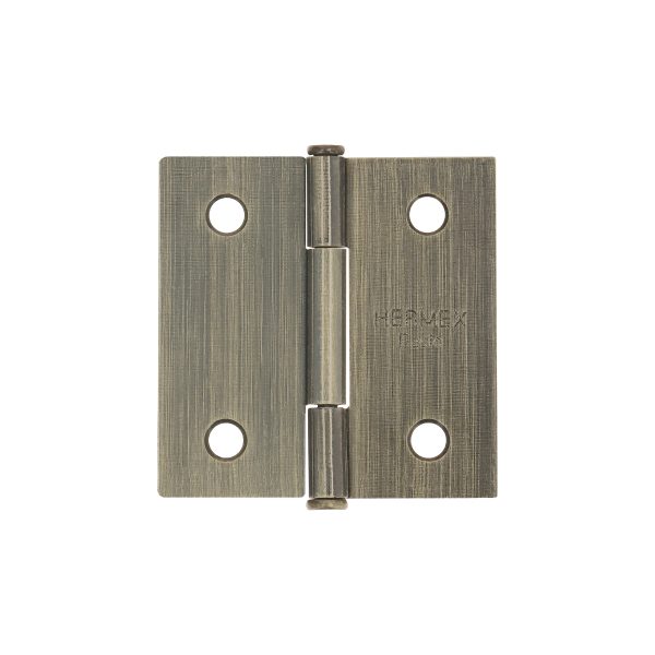 25101 - Bisagra cuadrada 2', latón antiguo, cabeza plana, BASIC