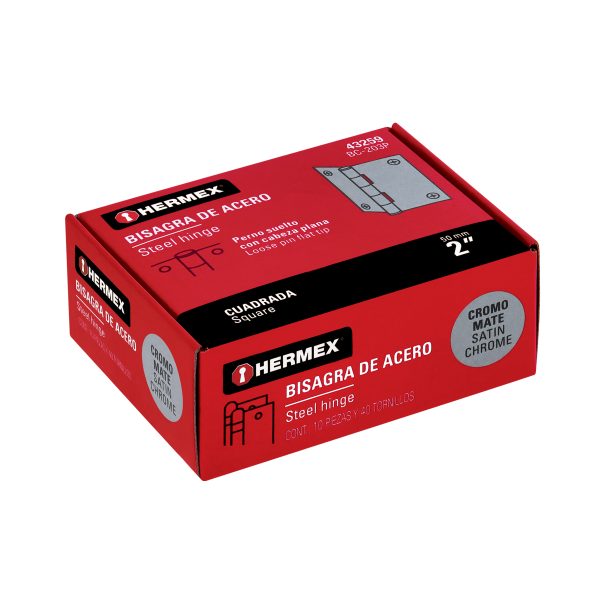 43259 - Bisagra cuadrada 2', satinado, cabeza plana, HERMEX