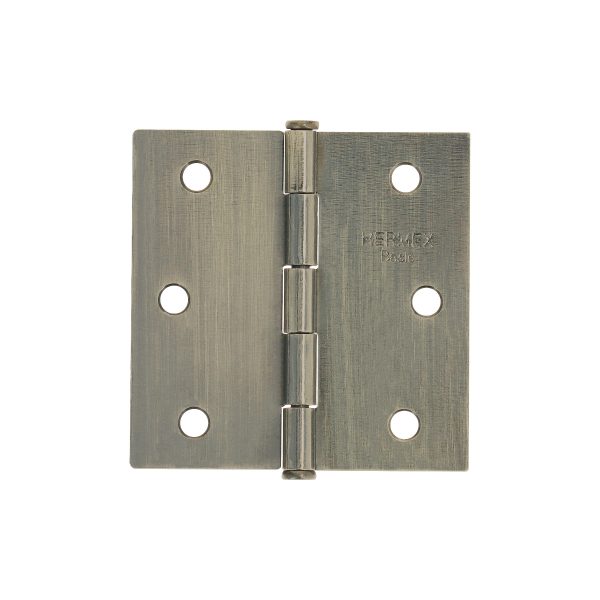 25102 - Bisagra cuadrada 2-1/2', latón antiguo, cabeza plana, BASIC