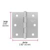 25107 - Bisagra cuadrada 2-1/2', satinado, cabeza plana, BASIC