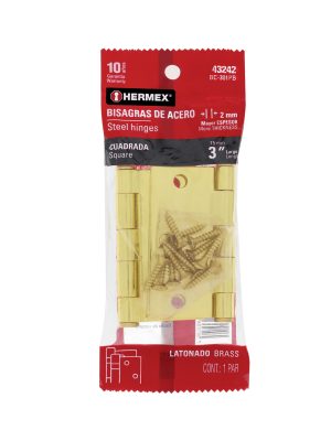 43242 - Bolsa c/2 bisagras cuadradas 3', latonado, cabeza plana