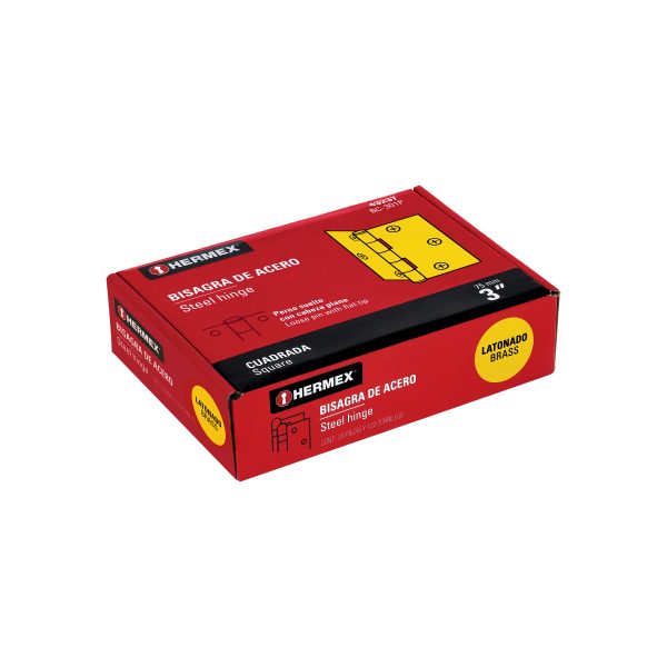 43237 - Bisagra cuadrada 3', latonado, cabeza plana, HERMEX