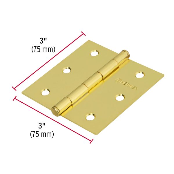 28800 - Bisagra cuadrada 3', latonado, cabeza plana, HERMEX BASIC
