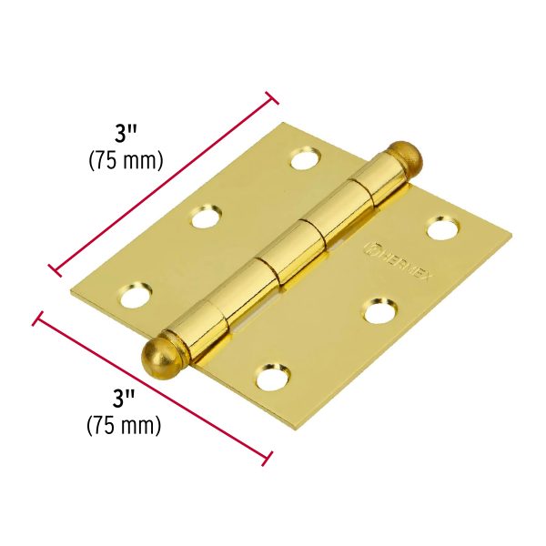 43240 - Bolsa c/2 bisagras cuadradas 3', latonado, cabeza redonda