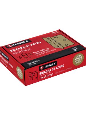 43246 - Bisagra cuadrada 3', latón antiguo, cabeza redonda, HERMEX