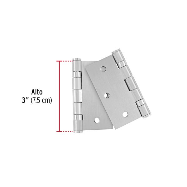 49738 - Bolsa c/2 bisagras cuadradas de 3' acero inox, plana