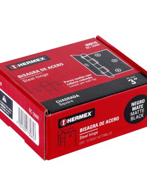 46919 - Bisagra cuadrada 3', negro mate, cabeza redonda, HERMEX