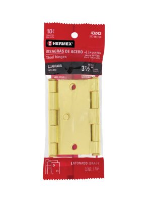 43243 - Bolsa c/2 bisagras cuadradas 3-1/2', latonado, cabeza plana