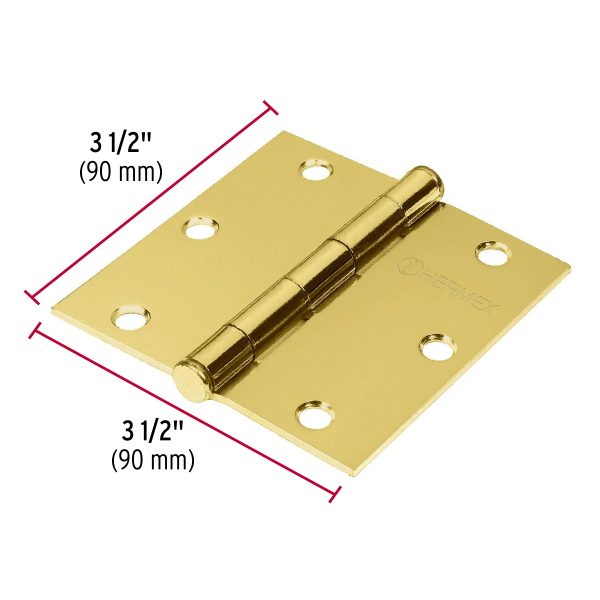 43243 - Bolsa c/2 bisagras cuadradas 3-1/2', latonado, cabeza plana