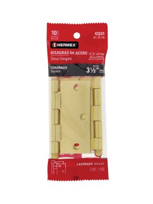 43241 - Bolsa c/2 bisagras cuadradas 3-1/2' latonado,cabeza redonda
