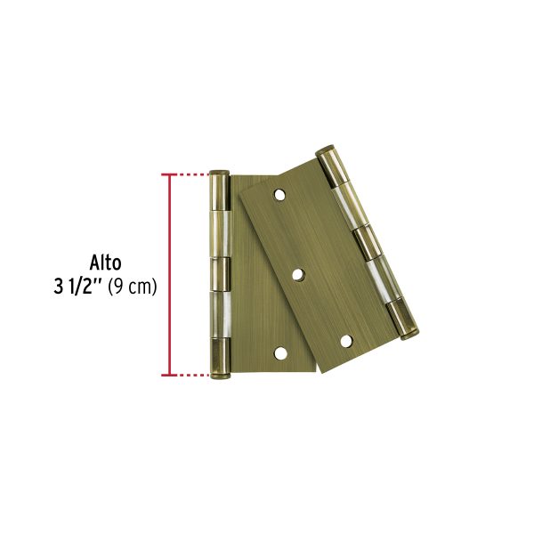 29066 - Bolsa con 2 bisagras cuadradas 3-1/2', acero antiguo, BASIC