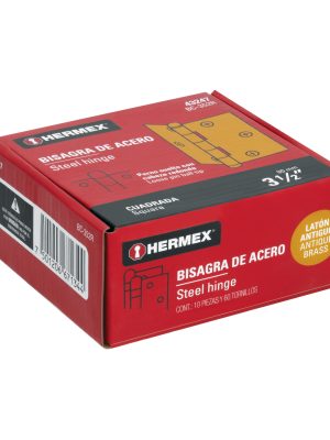 43247 - Bisagra cuadrada 3-1/2', latón antiguo, cabeza redonda