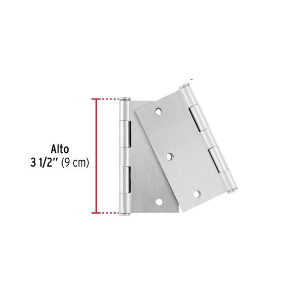 29064 - Bolsa con 2 bisagras cuadradas 3-1/2', acero cromo, BASIC