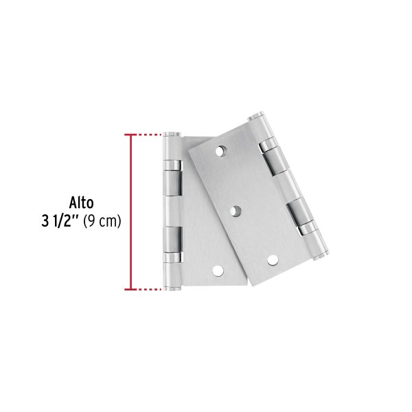 49739 - Bolsa c/2 bisagras cuadradas 3-1/2' acero inox, plana
