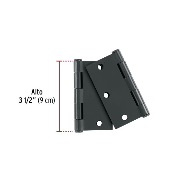 49604 - Bolsa c/2 bisagras cuadradas 3-1/2' acero negro, plana