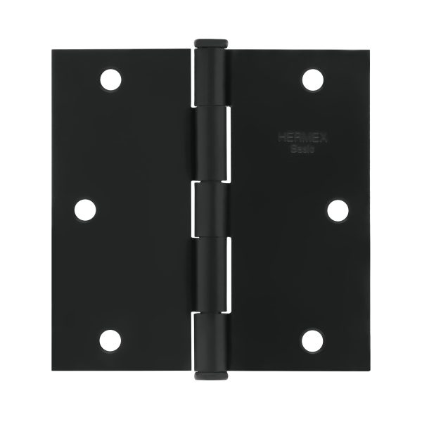 27135 - Bisagra cuadrada 3-1/2', negro mate, cabeza plana, BASIC