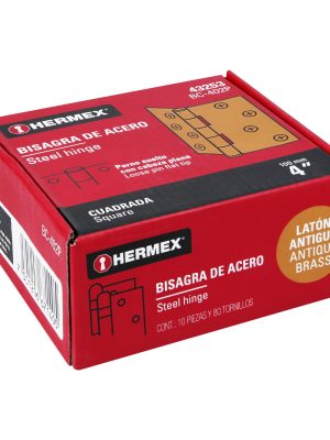 BC-402PE1.jpg 43253 - Bisagra cuadrada 4', latón antiguo, cabeza plana, HERMEX