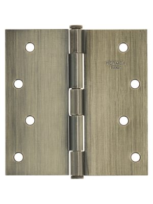 25105 - Bisagra cuadrada 4', latón antiguo, cabeza plana, BASIC