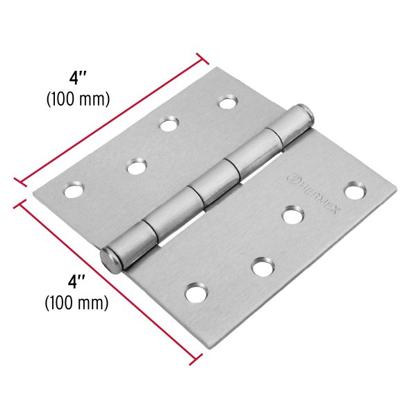 43263 - Bisagra cuadrada 4', satinado, cabeza plana, HERMEX