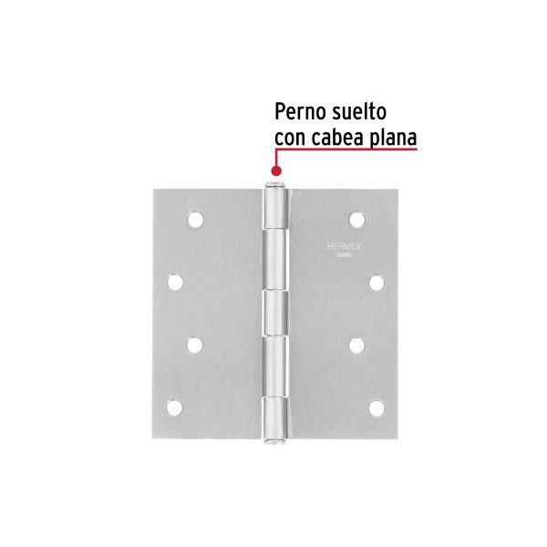 23689 - Bisagra cuadrada 4', satinado, cabeza plana, BASIC