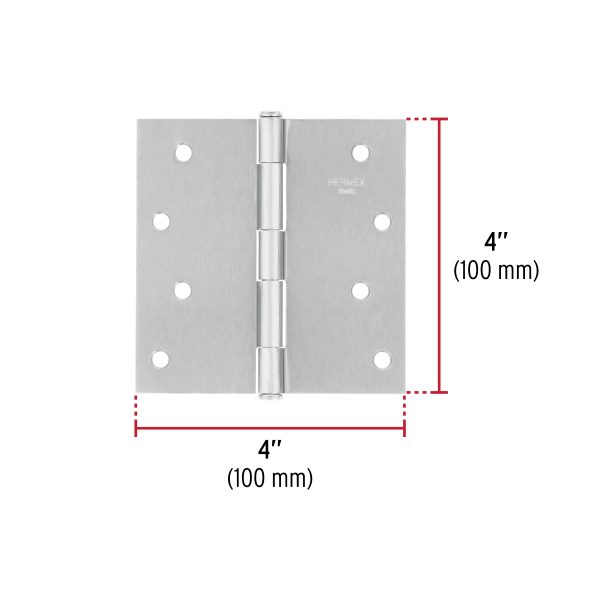 23689 - Bisagra cuadrada 4', satinado, cabeza plana, BASIC