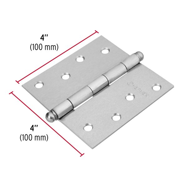 43258 - Bisagra cuadrada 4', satinado, cabeza redonda, HERMEX