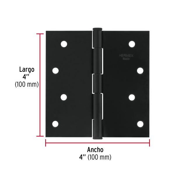 27136 - Bisagra cuadrada 4', negro mate, cabeza plana, BASIC