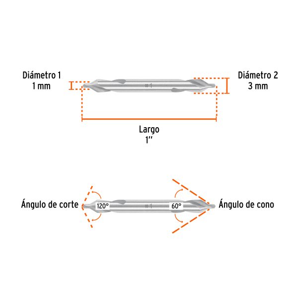 103879 - Broca para centrar con doble punta #1, TRUPER