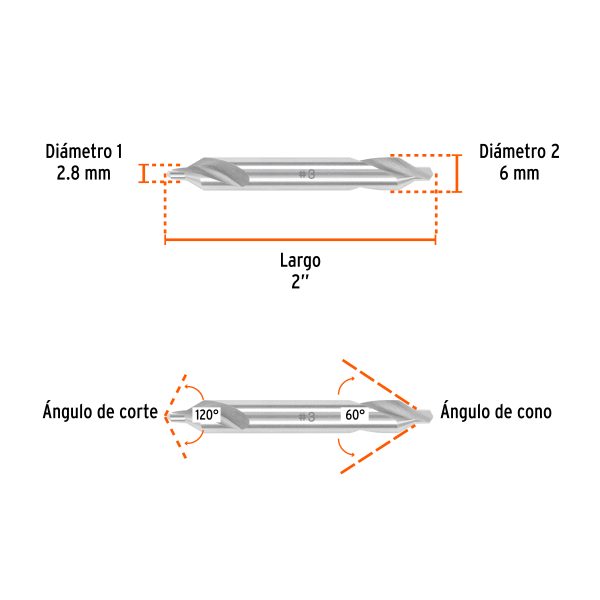 103901 - Broca para centrar con doble punta #3, TRUPER