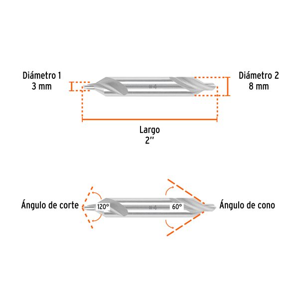 103902 - Broca para centrar con doble punta #4, TRUPER
