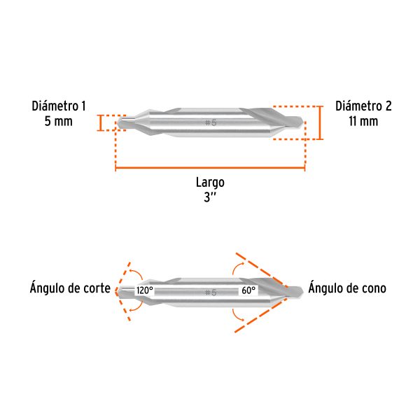 103903 - Broca para centrar con doble punta #5, TRUPER