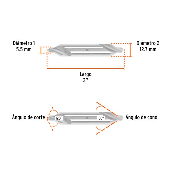 103904 - Broca para centrar con doble punta #6, TRUPER