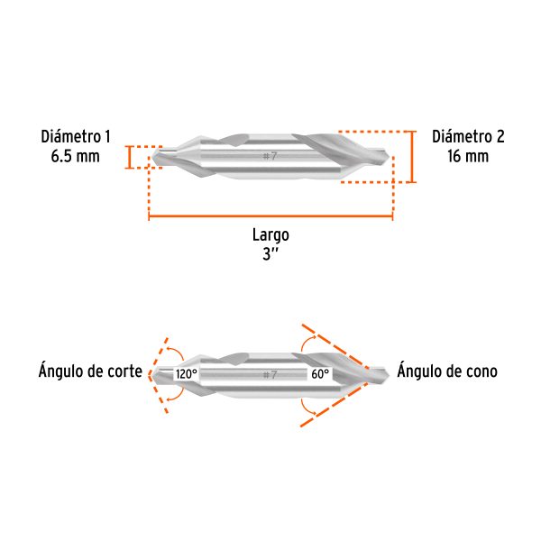 103905 - Broca para centrar con doble punta #7, TRUPER