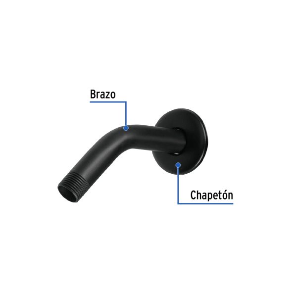47647 - Brazo corto con chapetón para regadera, negro mate, Aqua