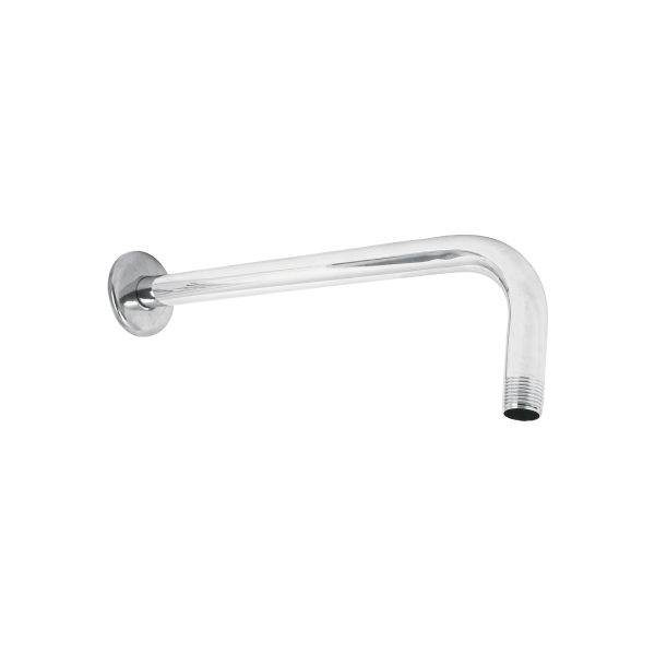 44506 - Brazo recto con chapetón para regadera, 30 cm, cromo, Foset