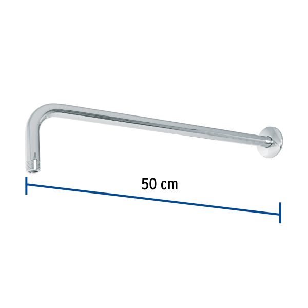 47752 - Brazo recto 50 cm con chapetón para regadera, cromo, Foset