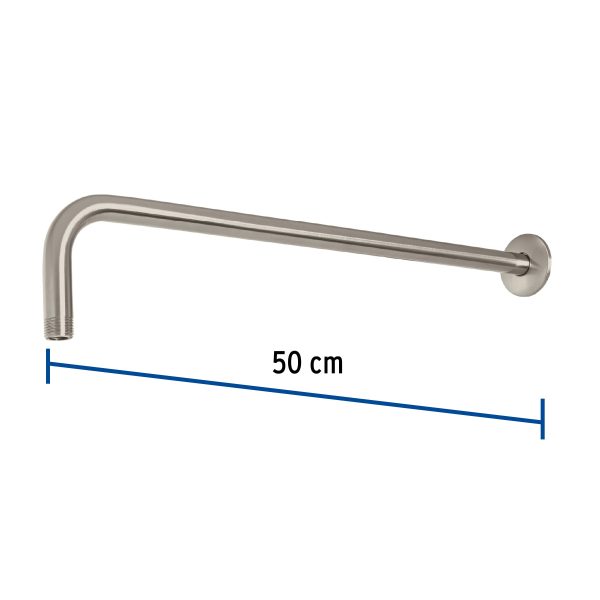 47753 - Brazo recto 50 cm con chapetón para regadera, satín, Foset