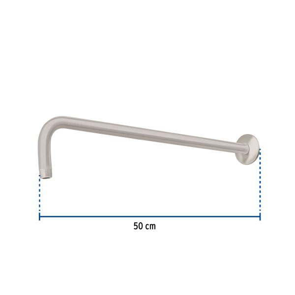 45778 - Brazo y chapetón para regadera, 50 cm, satinado, Riviera