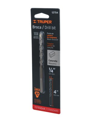 12754 - Broca para concreto de 1/4 x 4' en blíster, TRUPER