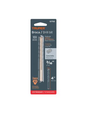 12752 - Broca para concreto de 3/16 x 4' en blíster, TRUPER